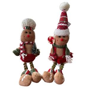 Gingerbread couple with swinging legs that sit-16 in- NWT